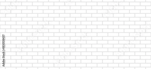 Obraz White brick wall Background. Panorama format. Texture seamless pattern. Vector illustration