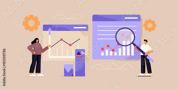 Obraz Business analysis and data visualization with charts and graphs illustration