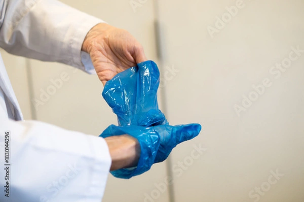 Obraz Medical Training on Proper Disposal of Used Gloves, Infection Prevention Concept.