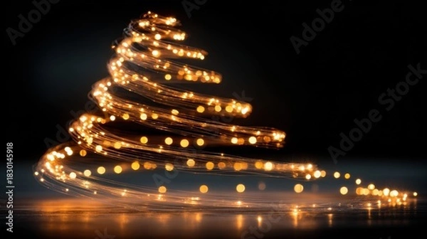 Fototapeta Whimsical Light Spiral Shaped Like a Christmas Tree on Dark Background