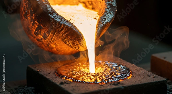 Obraz Pouring molten metal from crucible