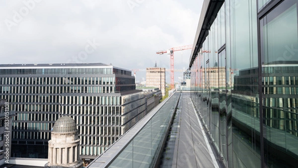 Fototapeta Other View over Duesseldorf Breite Str. with Mirror in the Windows. High quality photo