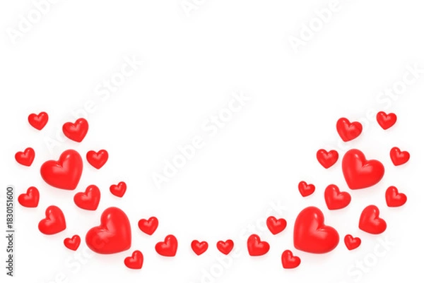 Obraz Red Cute hearts border frame with rendering heart style good for Valentine's Day