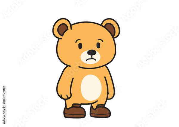 Fototapeta Adorable cartoon bear character standing with a neutral expression in a playful and whimsical style Animal illustration