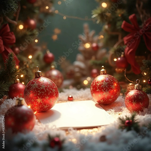 Obraz christmas tree and decorations with writing space 