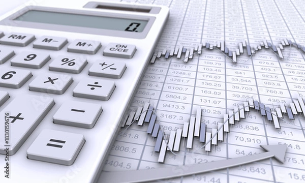 Obraz 電卓と金融チャート