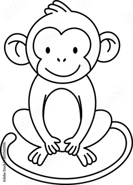 Obraz Cute baby monkey coloring page for children