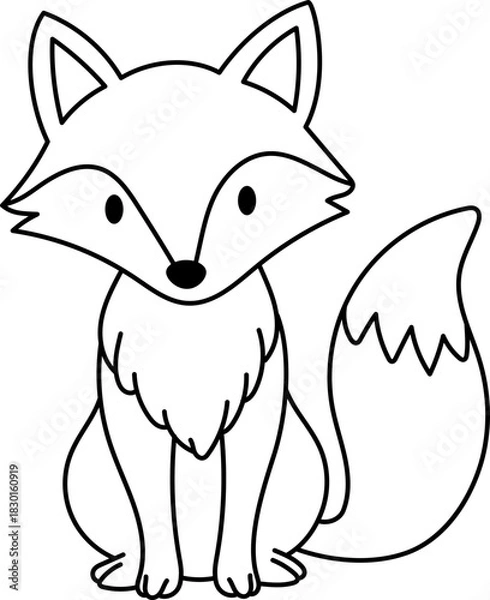 Fototapeta Cute baby fox coloring page for preschool kids