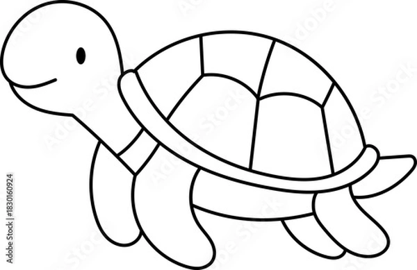 Obraz Cute turtle coloring page for young children