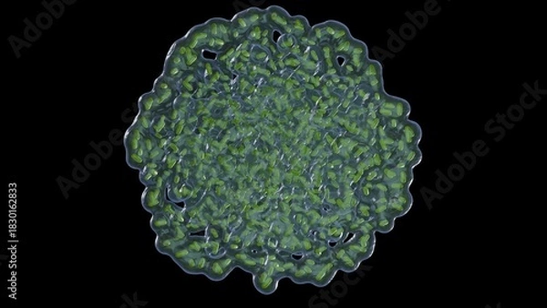 Fototapeta Biofilm formation on flat surface. Buildup of biofilm forming on solid material. 3d render illustration.