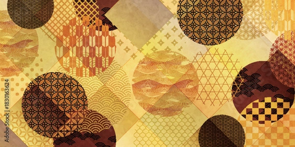 Obraz ベージュ　和柄　模様　背景