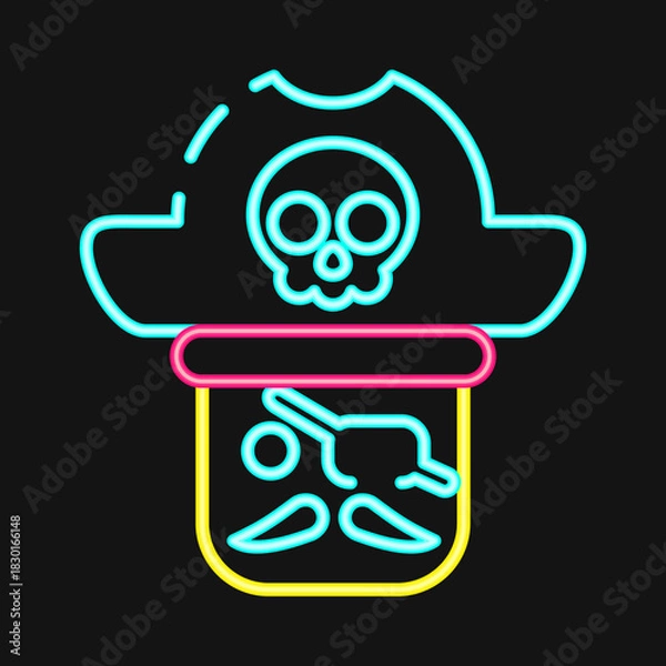 Fototapeta Icon pirate. Pirates theme elements. Icon in neon style.