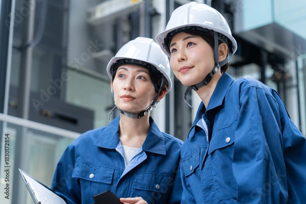 Obraz ビルメンテナンスする女性エンジニア　撮影協力:スカパー東京メディアセンター