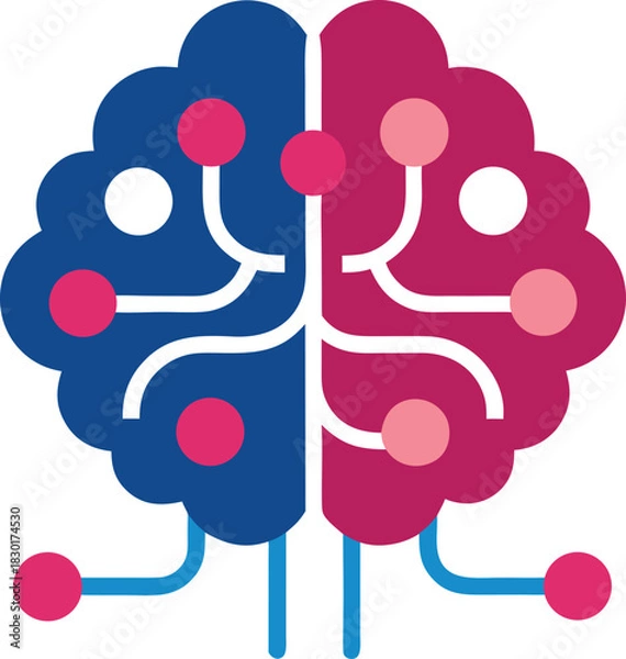 Fototapeta Abstract ai brain icon on white background