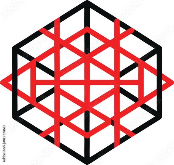 Fototapeta Abstract geometric grid pattern icon with colorful squares