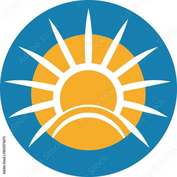 Fototapeta Abstract circular sun rays logo design with vibrant colors