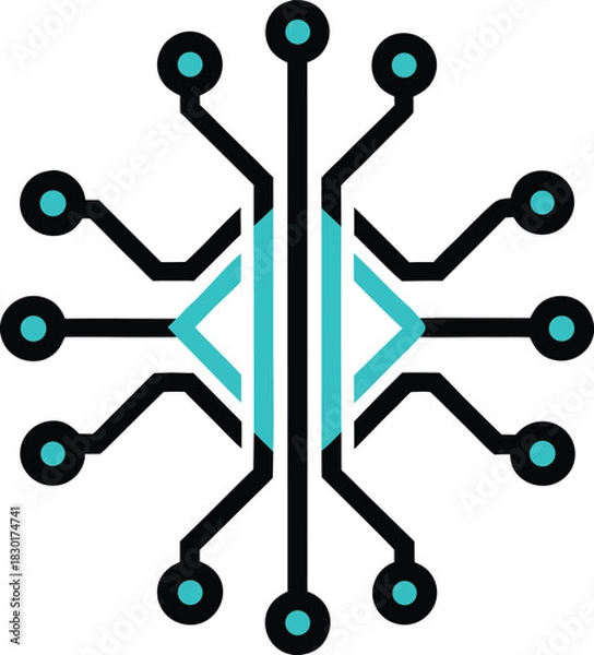 Fototapeta Abstract futuristic digital circuit board technology symbol