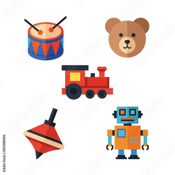 Obraz Minimal Vivid Christmas Toy Icon Set