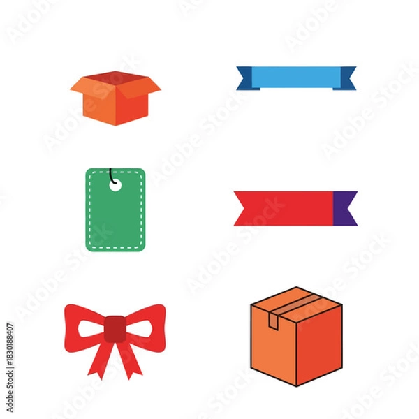 Obraz Minimal Vivid Christmas Gift Concept Icon Set