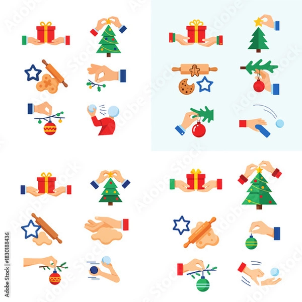 Fototapeta Minimal Vivid Christmas Activity Icon Set