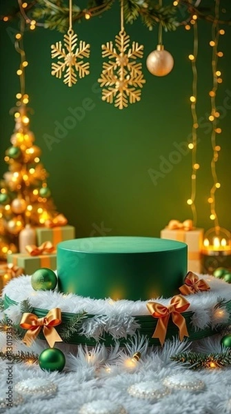 Obraz Festive Holiday Showcase A Green Christmas Product Display