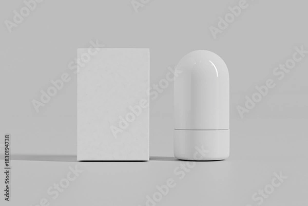 Obraz Cosmetic foundation Stick mockup, twist up lipstick tube packaging mockup, white Sunscreen Stick Tubes with cap, Cylindrical Deodorant container, round shape Rotating lip balm Tube packaging