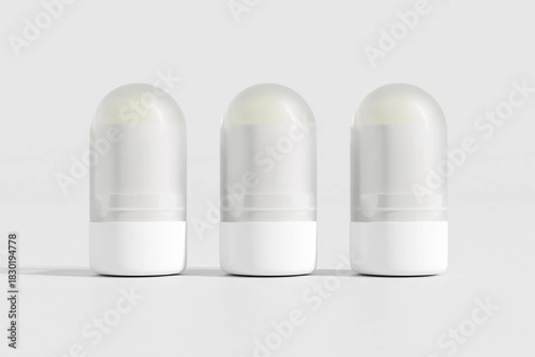 Obraz Cosmetic foundation Stick mockup, twist up lipstick tube packaging mockup, Sunscreen Stick Tubes with clear translucent cap, Cylindrical Deodorant container, round shape Rotating lip balm Tube