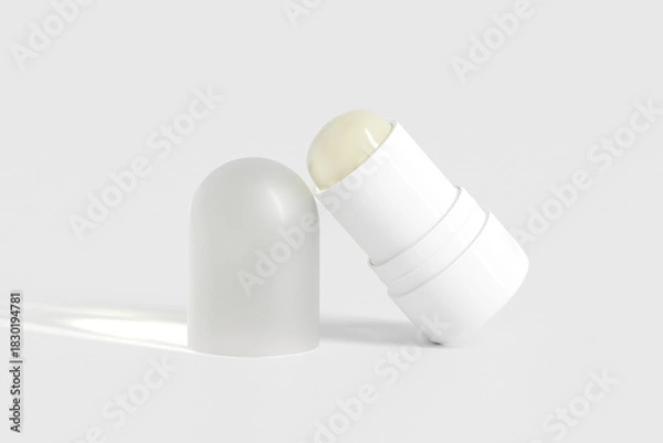 Obraz Cosmetic foundation Stick mockup, twist up lipstick tube packaging mockup, Sunscreen Stick Tubes with clear translucent cap, Cylindrical Deodorant container, round shape Rotating lip balm Tube