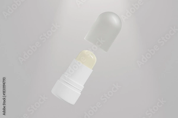 Obraz Cosmetic foundation Stick mockup, twist up lipstick tube packaging mockup, Sunscreen Stick Tubes with clear translucent cap, Cylindrical Deodorant container, round shape Rotating lip balm Tube