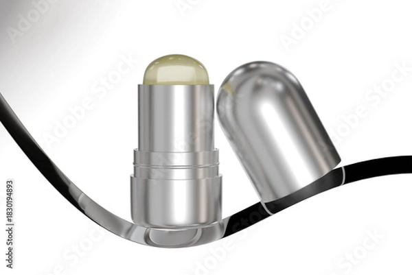 Obraz Luxury Rotating Solid Cream Tube mockup, metallic foundation Stick packaging, silver electroplating makeup twist up tube packaging, close cap lipstick Tubes packaging, Cylindrical Deodorant container