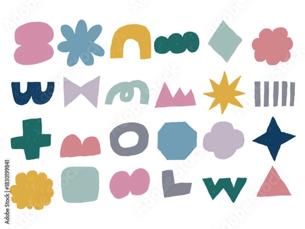 Obraz 手描きあしらセット　幾何学模様　くすみカラー　