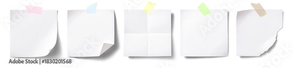 Obraz カラフルなテープで貼られた、質感のある正方形の白いカード