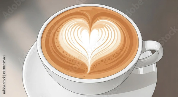 Fototapeta Start your day with a delicious latte art heart in a cup, perfect for sharing love