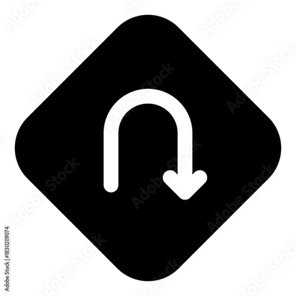 Obraz U turn sign icon for navigation and direction