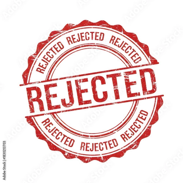 Fototapeta Red rejected stamp emblem with textured detail isolated on transparent background