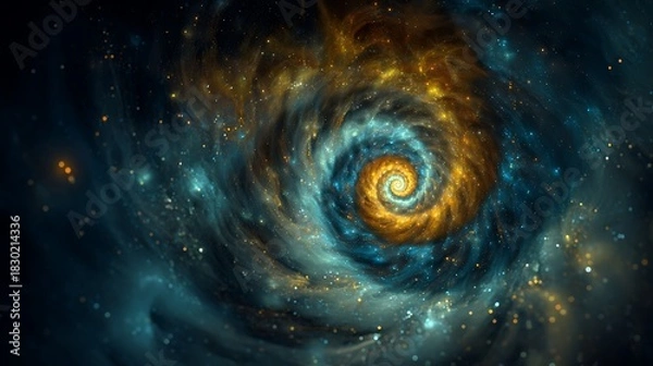 Fototapeta Vibrant swirling galaxy with cosmic dust and stars