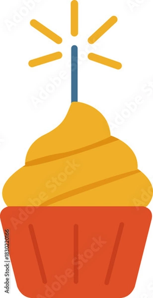 Fototapeta Cupcake with Sparkler Illustration