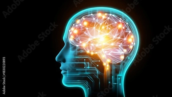 Obraz Human Brain Neural Network Artificial Intelligence and Technology Concept Design