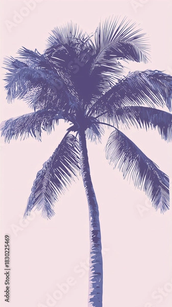 Obraz Tropical Palm Tree Silhouette with Soft Pink Background Design