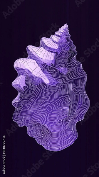 Obraz Abstract Spiral Shell with Wavy Lines on Dark Background