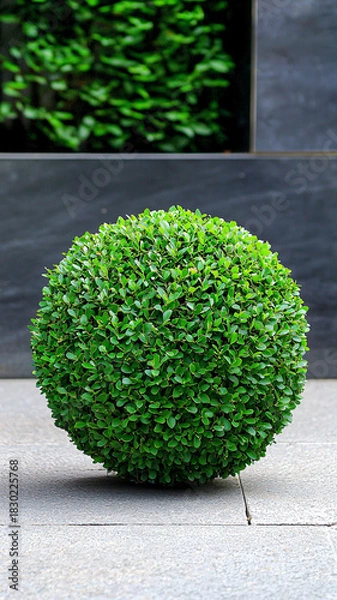 Obraz Rounded Green Bush Shaped Like a Sphere on Flat Surface