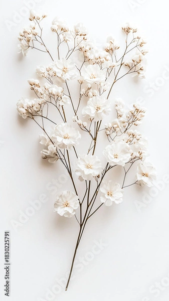 Obraz Delicate White Flowers on Minimalist Background for Aesthetic Styling