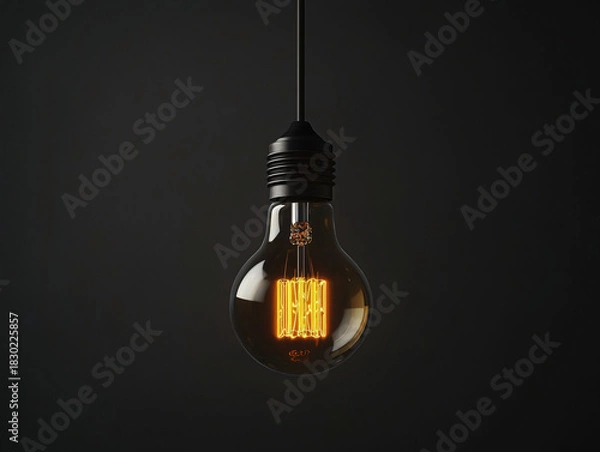 Obraz Vintage Edison Light Bulb Hanging Against Dark Background