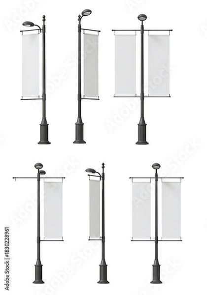 Fototapeta Streetlight Banners: 3D Render, Mockup Set