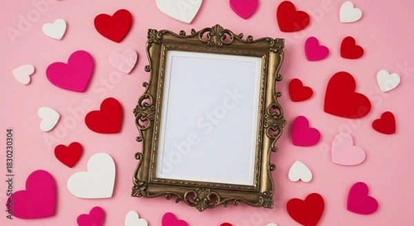 Fototapeta Ornate Frame, Heartfelt Valentine's Memory