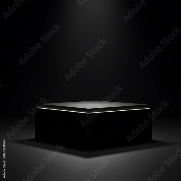 Fototapeta Shadowed Cube: Dramatic 3D Render in Deep Black