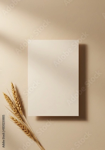 Fototapeta Golden Hour Mockup: Wheat & Blank Paper