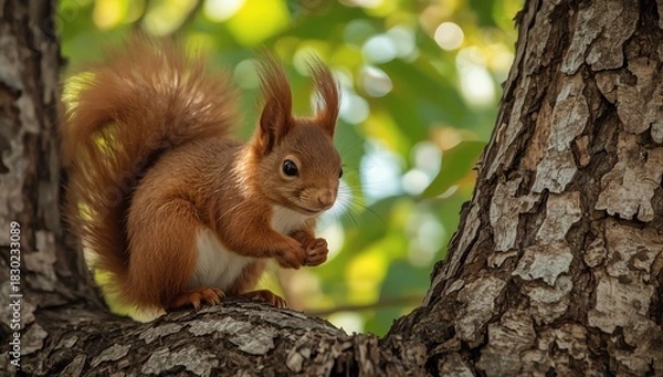 Fototapeta squirrel on a tree
