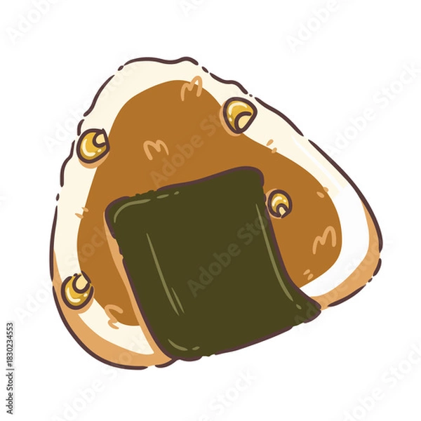 Fototapeta Cute Japanese Onigiri Rice Ball with Nori and Toppings Vector