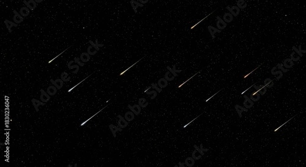 Obraz Spectacular Meteor Shower Display Against a Star-Studded Night Sky Backdrop